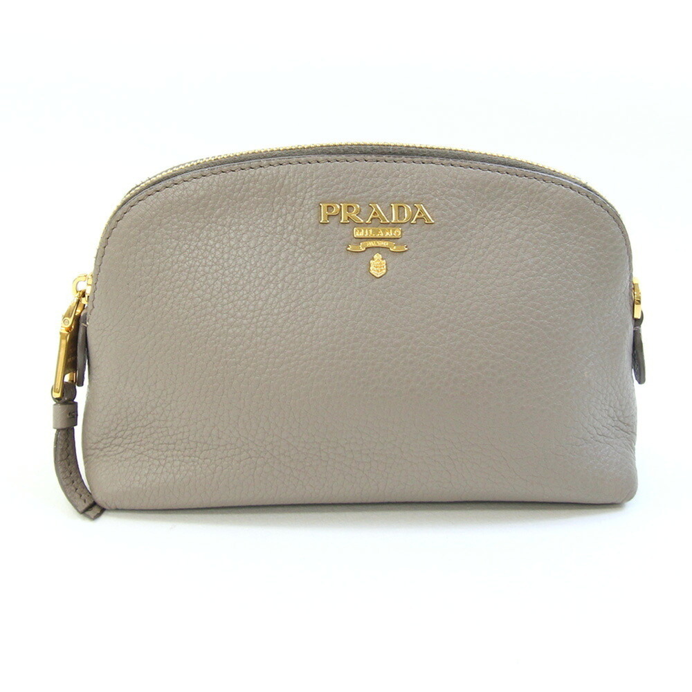 Prada handbag pouch 1ND005 taupe gray leather for women PRADA 260709019